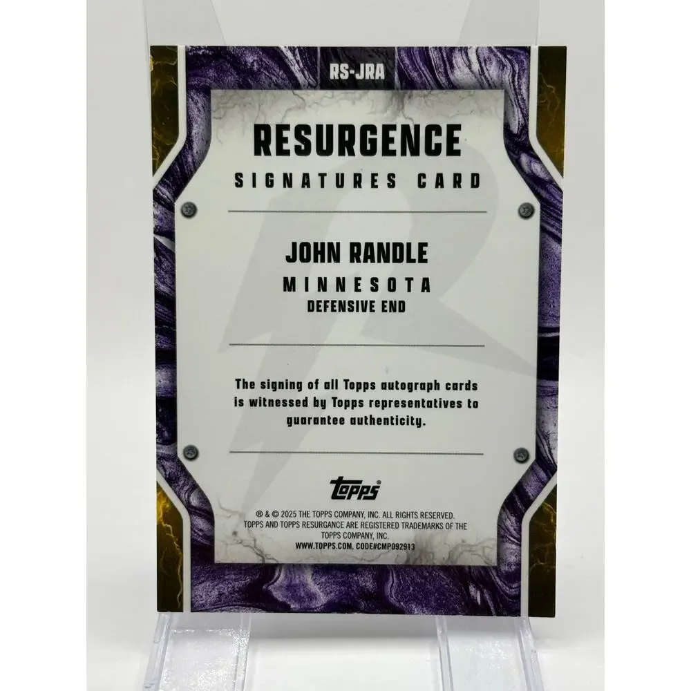 2024 Topps Resurgence John Randle Silver Shimmer Auto Minnesota Vikings